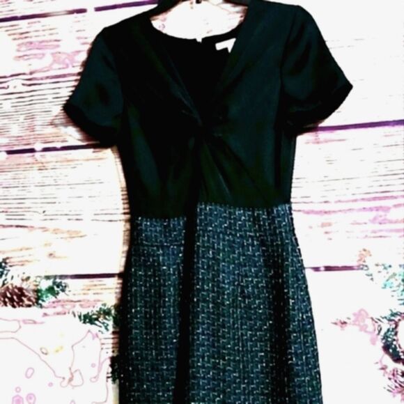 BLACK & BLUE SATIN AND TWEED HOLIDAY PARTY DRESS WOMEN'S 4 - Picture 1 of 7